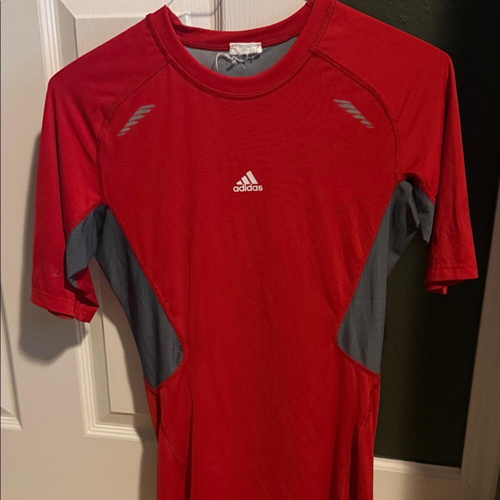 Adidas Red and Gray Performance Tee
